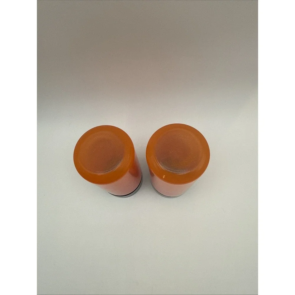 VTG MCM 1960s Anchor Hocking burnt orange ombre salt &pepper shakers condiments